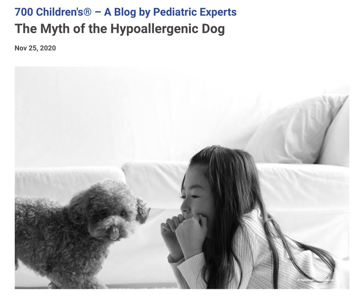 You are all hereby absolved of ever having to state "We have a dog...but it's hypoallergenic"🐶

It's all a myth...a marketers dream.

Every dog has dander in their saliva, skin &amp; urine which can cause allergy symptoms in those with dog allergy. More info: nationwidechildrens.org/family-resourc…