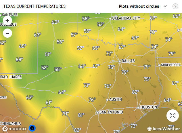 4) Apparently, ERCOT missed its load forecast because this cold front stalled and didn't make it are far east and south as expected: