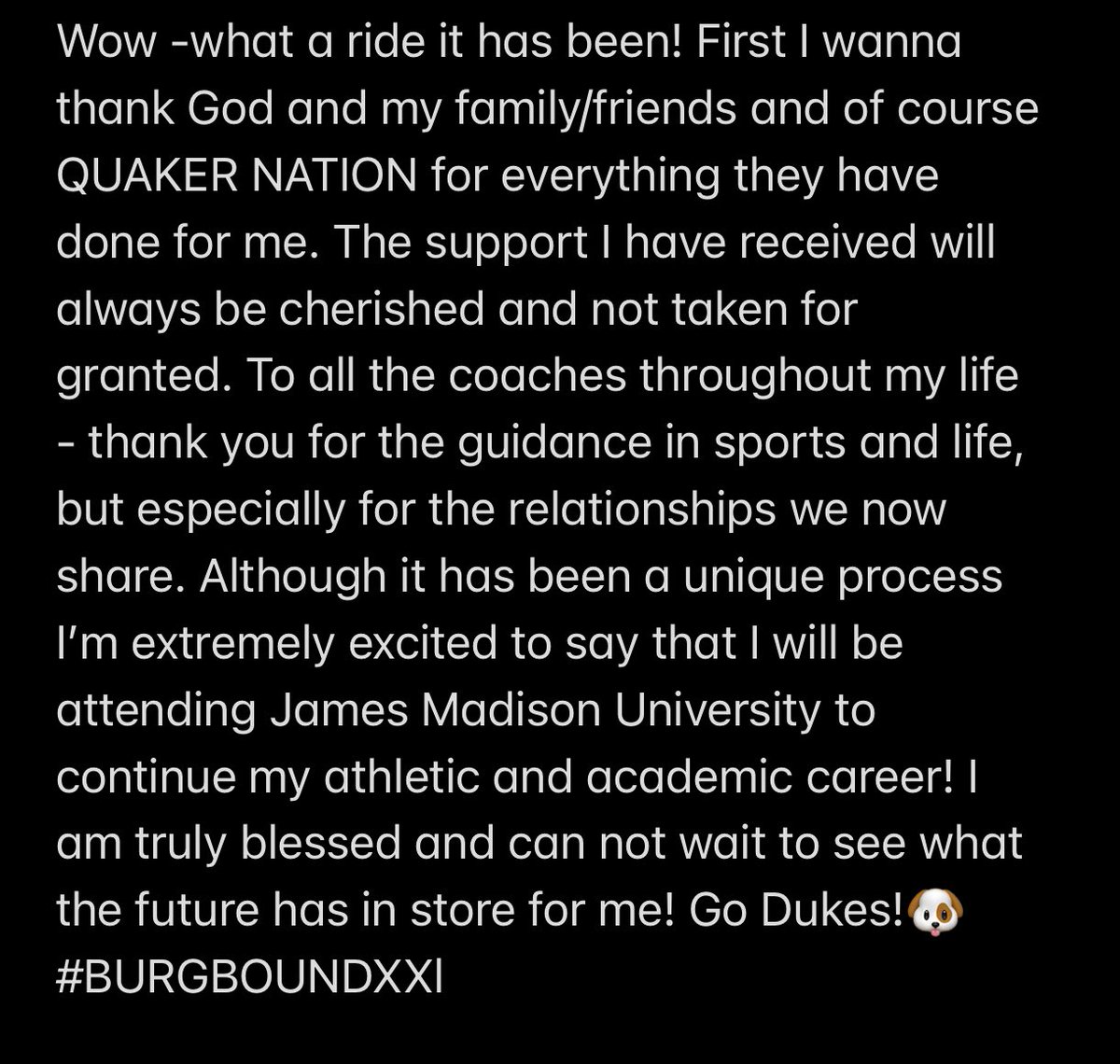 29Ortt's tweet photo. Blessed for the opportunity! Time to get to Work! @PhilaFootball @WrestlingQuaker @Coach_BHaines @JMUFootball #QuakerNation #BURGBOUNDXXl https://t.co/JJ1bzBxj5W