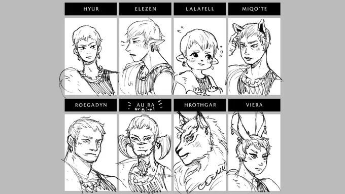 Warmup sketches of my WOL as dif races! Original template by @Loudwindow ! 