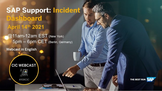 Register for this SAP Customer Interaction Center webcast in English on April 14 to learn more about incident management. #SAPServices #ASKCIC bit.ly/32dQ2BO