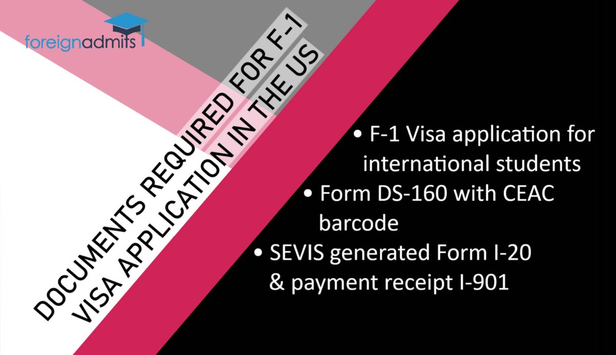 Documents for F1 Visa are important for you to stay and study in the US. Candidate needs to carry the mentioned  documents (Read More)
blog.foreignadmits.com/documents-requ… 

Checkout This Page
countries.foreignadmits.com/study-in-usa 

#foreignadmits #f1visa #studentvisa #studyabroad #studentexpenses #visa