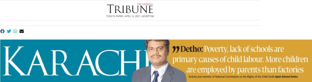 NCRC_Pakistan's tweet photo. "Poverty, lack of schools are primary causes of #ChildLabour in the country. More children are employed by parents than factories," says Mr. @dethoiqbal, Member Sindh, National Commission on the Rights of Child (@NCRC_Pakistan). https://t.co/cJpGk20Ft9