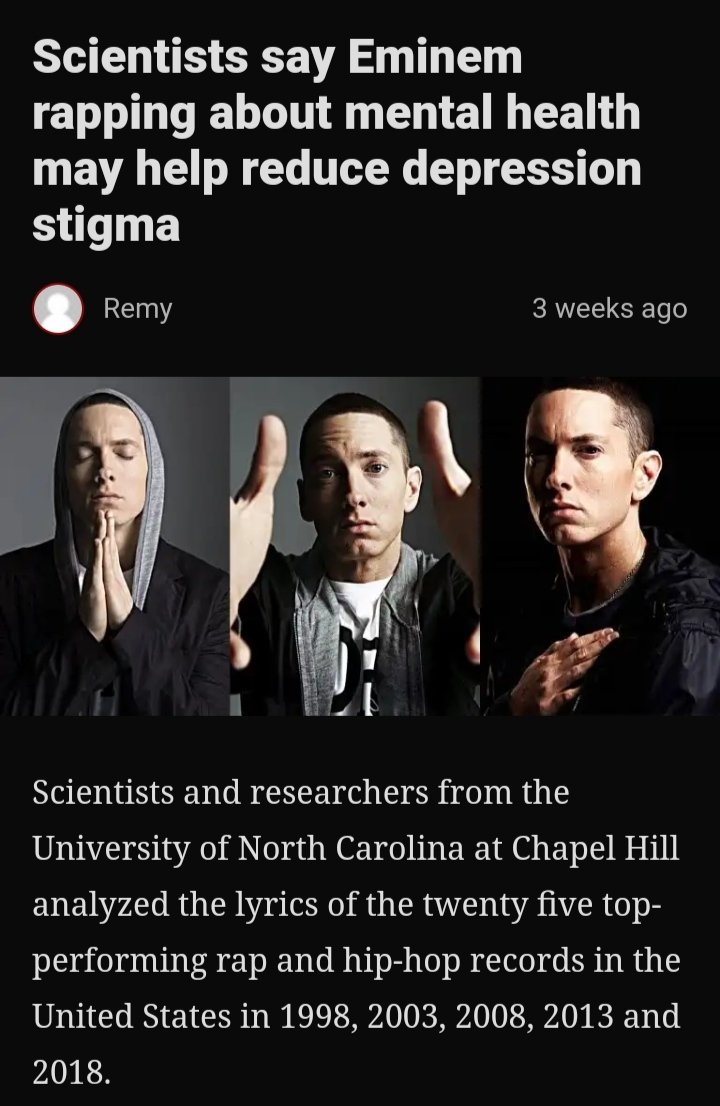 Some people on Twitter : Eminem only raps about violence..

Meanwhile Scientists: Listen to Eminem..
