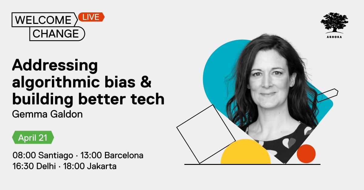 Are you concerned about algorithmic bias? Curious about what can be done? Join us on April 21 to hear from #AshokaFellow <a href="/gemmagaldon/">Gemma 🤖 ⚖️ ♀️</a> of @EticasConsult  @EticasFdn. 

ow.ly/78FP50Ed6o3

08:00 Buenos Aires
13:00 Barcelona
16:30 Delhi

Register today!
<a href="/AshokaSpain/">Ashoka España</a> #NextNow