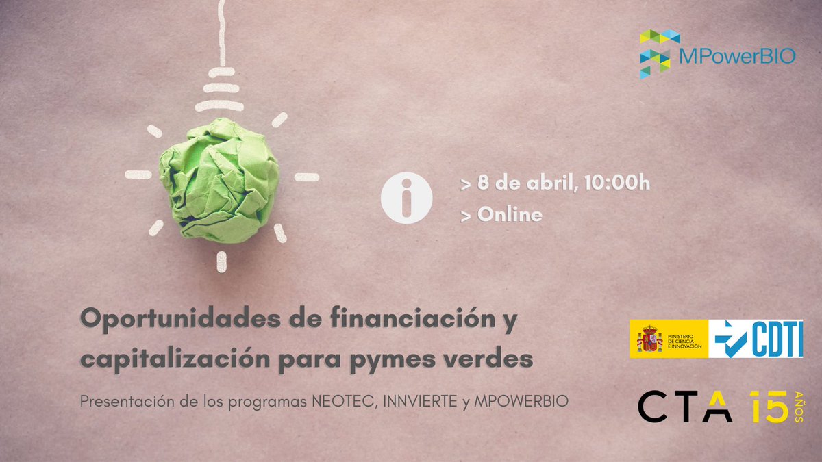 Bioeconomia_And's tweet photo. Disponible la información sobre la jornada "Oportunidades de financiación y capitalización para pymes verdes", organizada por @CTAndalucia del proyecto #MPowerBIO #Bioeconomía #ResiduoCero

Presentaciones ➡️ https://t.co/Q5pKe2oqXX
Vídeo ➡️ https://t.co/be7a3SrvxS https://t.co/ef5jzFObrv