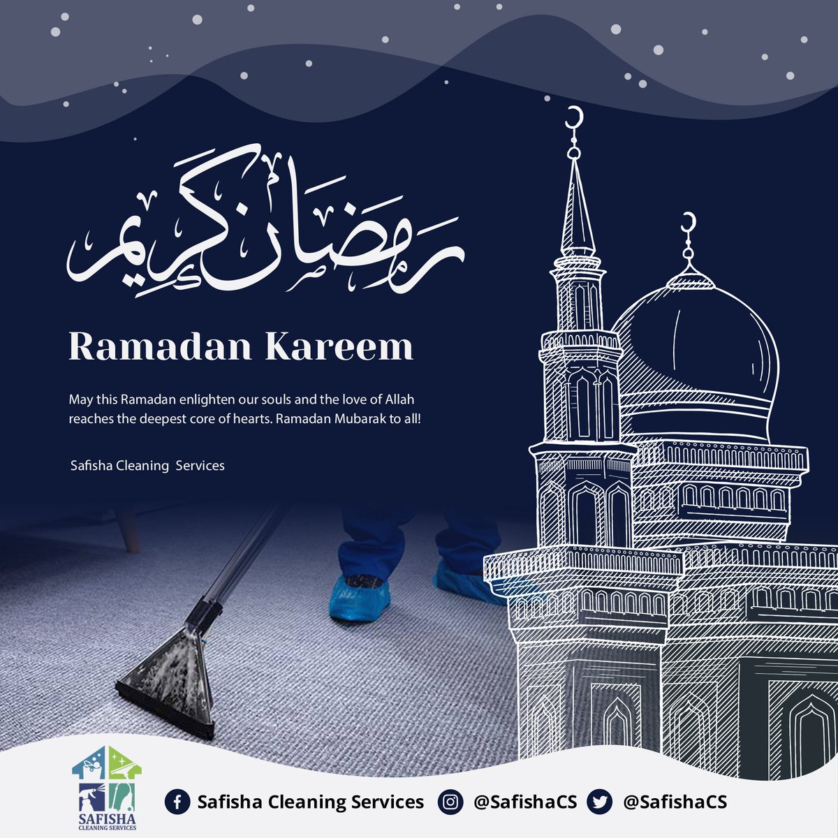 SafishaCS's tweet photo. Ramadhan Mubarak and Swaum Maqbul to all our Muslim brothers and Sisters!

#ramadhankareem🌙 #SafishaCS #DeepCleaningServices https://t.co/LMgK6ByDxo