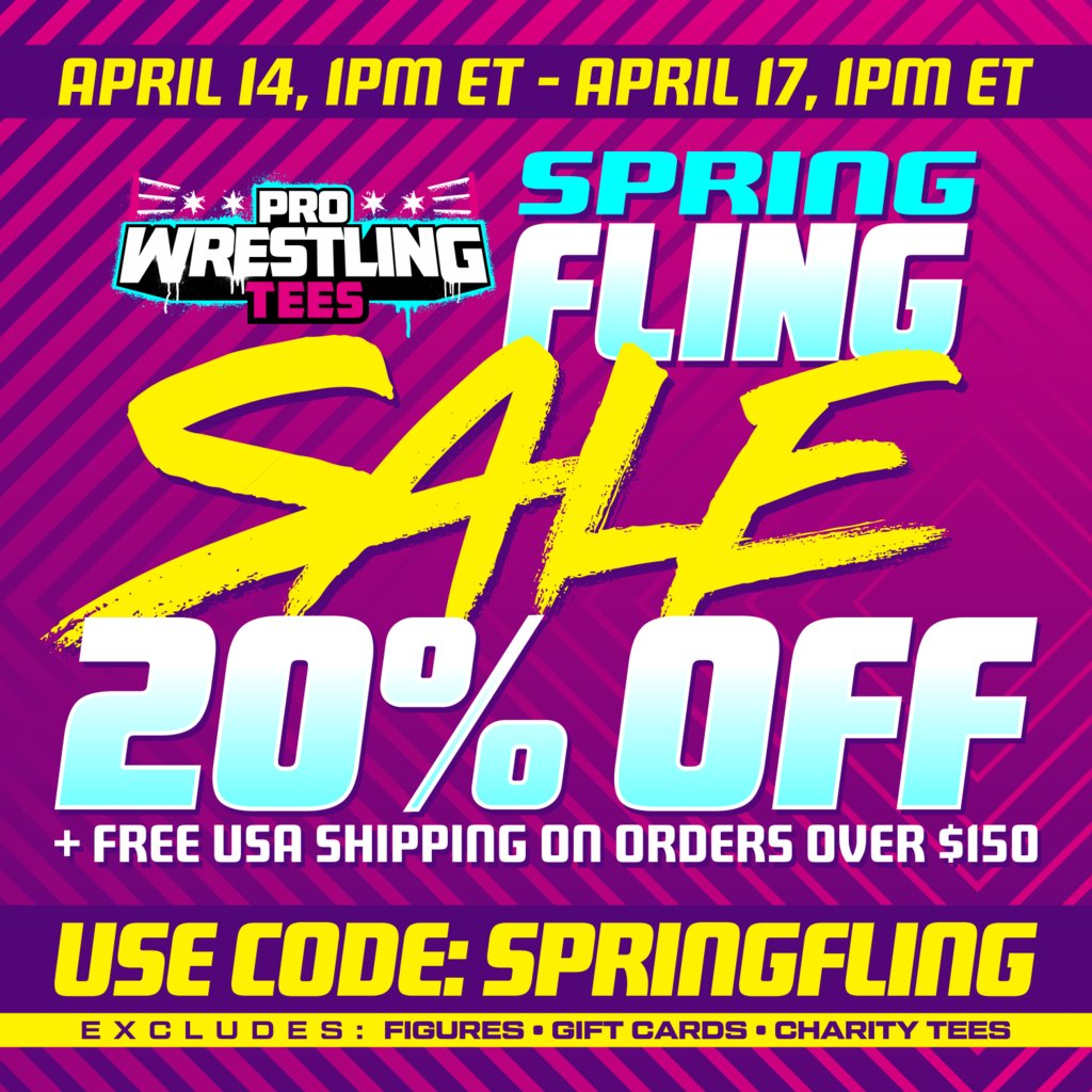 Go to prowrestlingtees.com/JuiceJennings and use the promo code SPRINGFLING to save 20%!