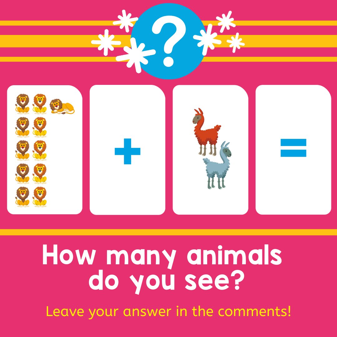 Count the lions, count the llamas, then add them together, and share your answer!

#schoolzone #education #flashcards #kidsactivities #cardgames #homeschool #gamesforkids #learning #learningisfun