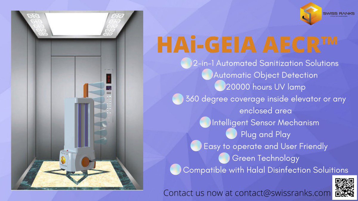 SwissRanks's tweet image. AECR is a fully autonomous elevator cleaning bot with a 2-in-1 sanitization process in the form of Chemical Disinfection and UV Light, intelligent obstacles avoidance, smart navigation, precise manoeuvring, and many more.

#lidar #cleaningrobot #disinfectionRobot