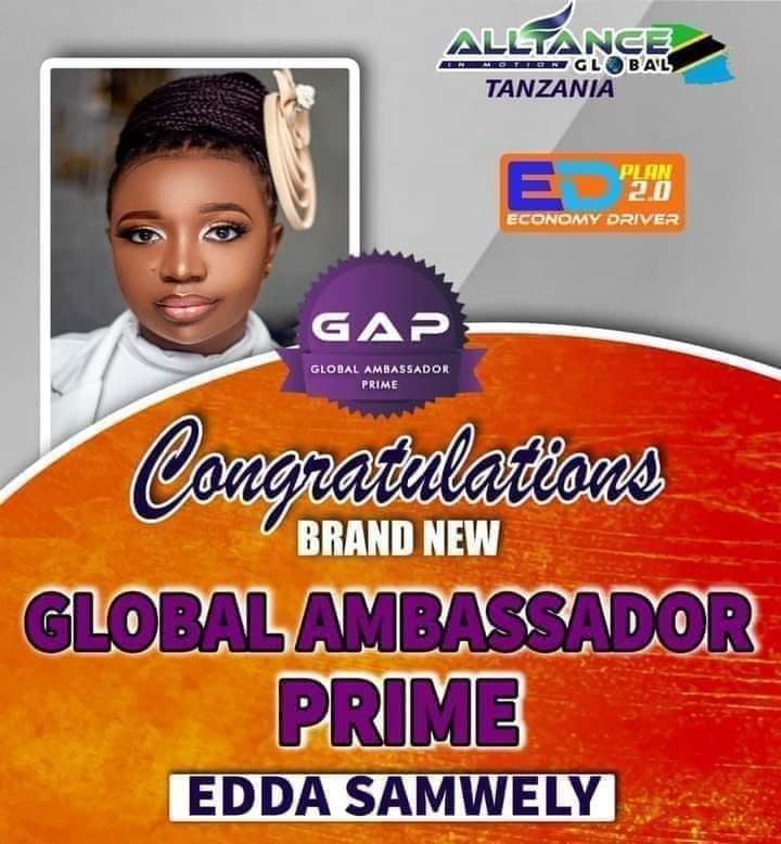Congratulations to our Brand New &amp; 3rd Global Ambassador in Aim Global Tanzania, Iron lady herself Ms Edda Samwely💪 🔥
May this milestone be a benchmark to many achievements to come in future.
Congratulations &amp; Go for RGA now
#AIMGlobalTanzania
#BreakingBarriers
#EDPLAN2
#GameOn