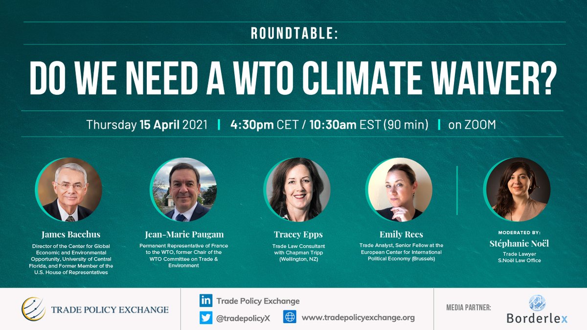 tradepolicyX's tweet image. HAPPENING TOMORROW! Roundtable 
@tradepolicyX
- Registration: zoom.us/webinar/regist…
#TradeandClimate #WTO #WTOReform