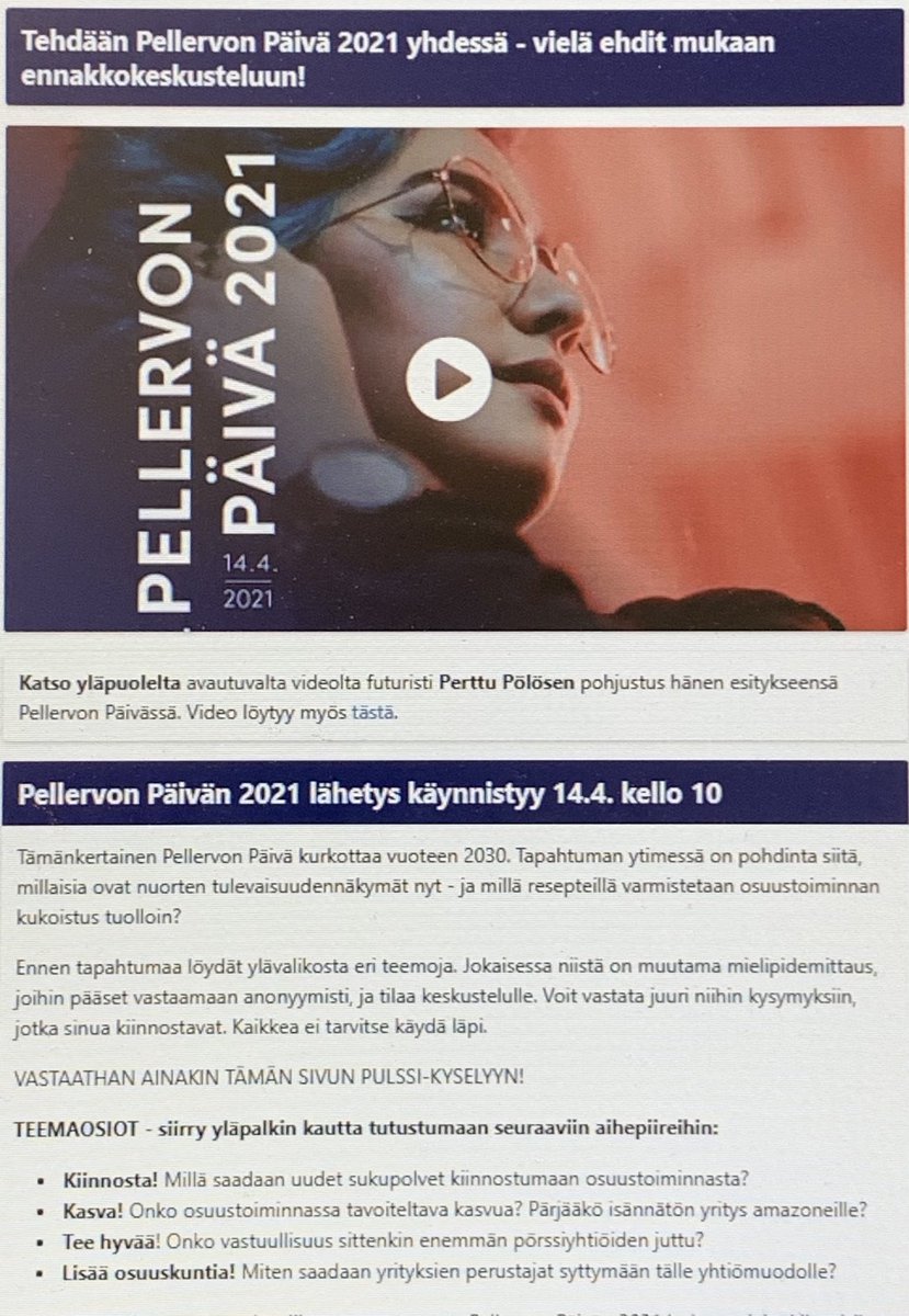 PasiRuuskanen's tweet photo. Tänään Arinalta kivoja organisaatiouutisia ja Pellervon Päivä, jossa mielenkiintoisia osuustoimintanäkymiä. #osuuskauppani #pellervo https://t.co/dLAltlo5J0
