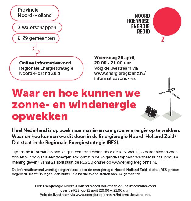 energieregioNHZ's tweet image. Waar en hoe kunnen we zonne- en windenergie opwekken in Noord-Holland Zuid? Wat is de status van de zoekgebieden? Hoe kunt u als inwoner meepraten? Tijdens de online informatieavond op 28 april (20-21 uur) krijgt u een rondleiding door de #RES. Meer info: energieregionhz.nl/informatieavon…