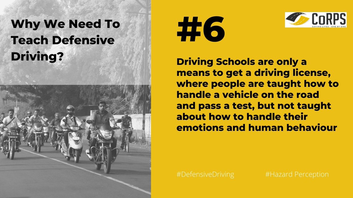 Reason #6 
#DefensiveDriving #HazardPerception #DriveiQ @driveiqnick @DriveWise @Trevor8Hobbs @drivewithemma @sunishjauhari 
#DrivingSchools #DrivingTraining  
@nitin_gadkari @Honda @Maruti_Corp