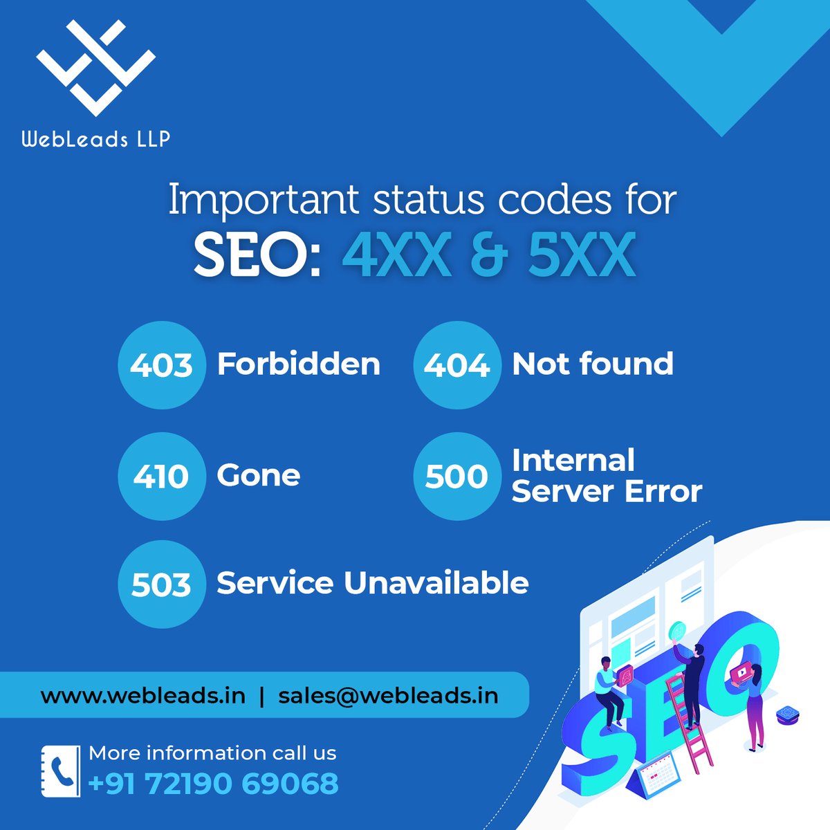 WebLeads_'s tweet image. HTTP status codes are vital for SEO's and search engine crawlers. As a Digital Marketer it is very important to know what HTTP codes means which error and how they are relevant to SEO inorder to rectify issues.
Visit: webleads.in
#SEO #DigitalMarketing #HTTPCode
