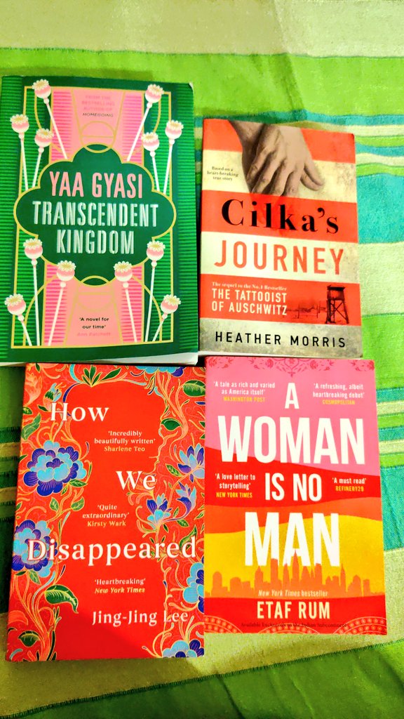 Something to cheer me up! Thank you @piiIndia !! 

#YaaGyasi's latest #TranscendentKingdom, #CilkasJourney by #HeatherMorris, a spin off from #TheTattooistOfAuschwitz, #HowWeDisappeared by @jingwrites and #AWomanIsNoMan by @EtafRum 

Excited! #BookTwitter