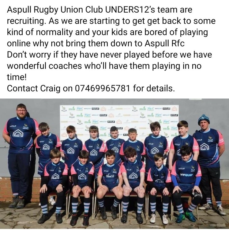 ExileSportswear's tweet image. Looking to be part of a thriving family club? @EmusMini @Aspullrfc junior section are recruiting #UpTheEmus #AspullRFC