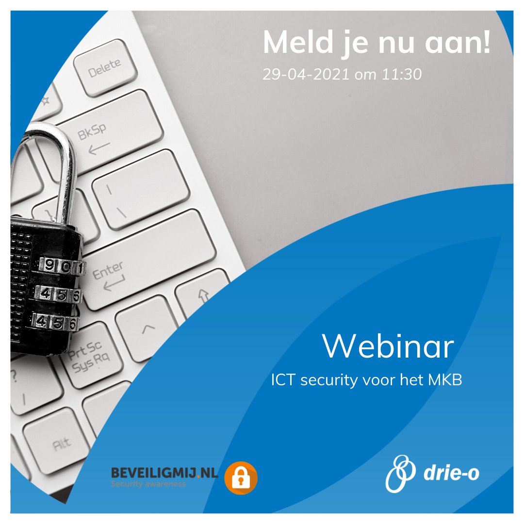 DrieOict's tweet image. Alles te weten komen over ICT security voor het MKB? Meld je nu aan voor de Webinar op 29 april!
drieo.nl/ict-tips/webin…

#Webinar #beveiligmij #drieo #security #MKB #ict