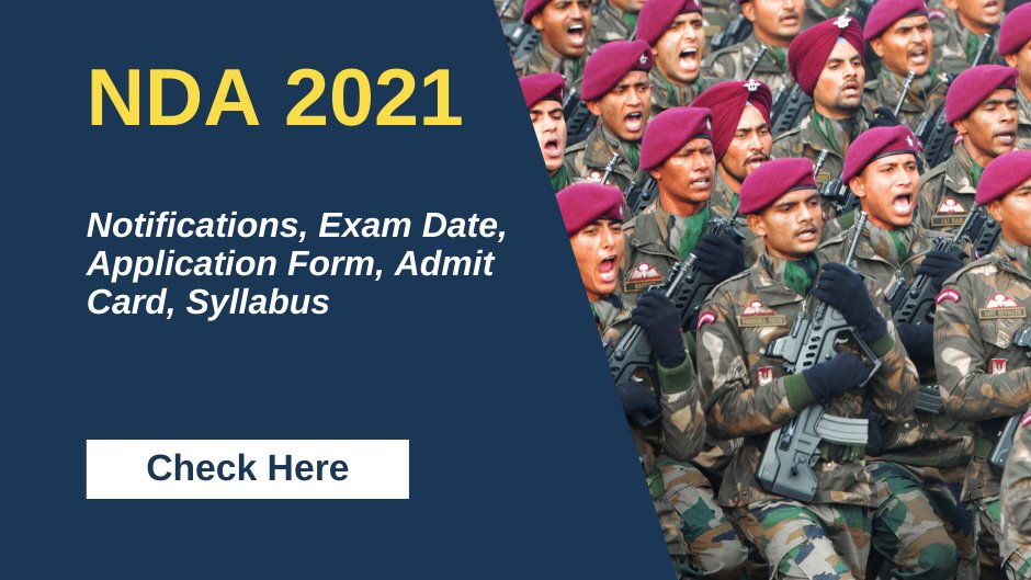 NDA Exam 2021: Check here the complete details of NDA 2021 Exam Notifications, Exam Dates, Application Form, Syllabus, Admit Card etc. bit.ly/3abJhoj

#NDA #NDA2021 #ndaexam #exams #competitiveexams #ndasyllabus #ndaexampattern #ndaadmitcard #ndanotification #saralstudy