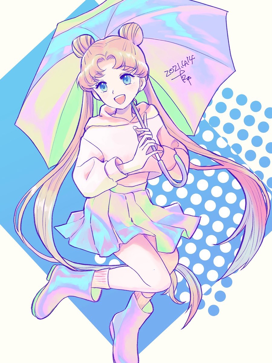 お題箱より 傘と服の柄が一緒のうさぎちゃん オーロラで統一してみました プチ Petit Puchiのイラスト お題箱より 傘と服の柄が一緒のうさぎちゃん オーロラで統一してみました プチ Petit Puchiのイラスト