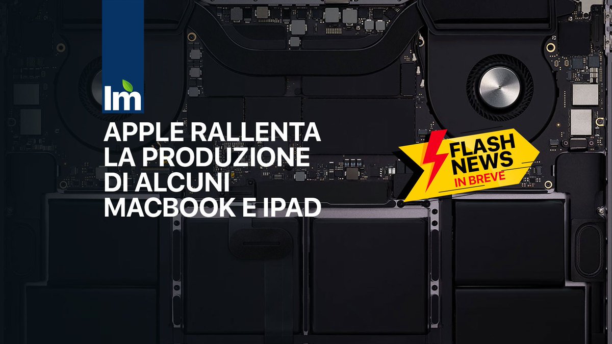 cicciomemo's tweet photo. Apple rallenta la produzione di alcuni MacBook e iPad: [IN BREVE] Stando a quanto riporta Punto Informatico in questo articolo di un paio di giorni fa, pare che Apple abbia rallentato la produzione di alcuni modelli di MacBook e iPad a causa del… https://t.co/dGsQ6Ffhta https://t.co/nrlimEfeMg