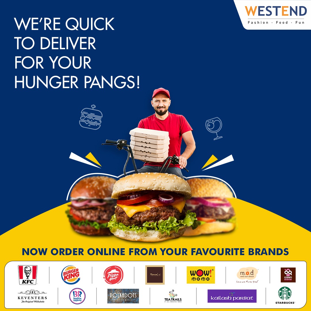 We're working quickly to satiate your anytime cravings! 

#Westend is delivering to your destination from different food brands.

Now place your order online!
#IndianMalls #NexusMalls #safedelivery  #fooddelievery #Onlinefoodorder #onlineorder #homedelivery #pune #Mallsinpune