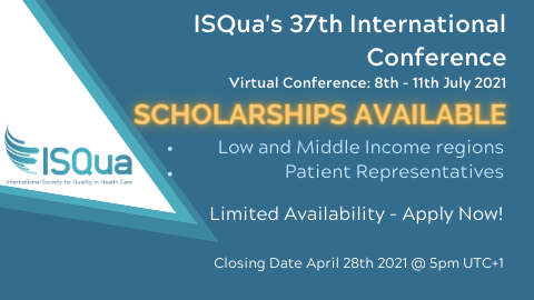 ISQua's tweet photo. We have a number of #ISQuaConference and Education Scholarships available! If you live and work in an LMIC apply here: https://t.co/Q32oovPkP7
If you are a patient/representative/caregiver, apply here: https://t.co/r453qwgEDd
Closing date 28th April  - Places Limited! https://t.co/80emM6idWP