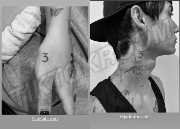 Naavya8's tweet photo. GUYS nessa and jaden got matching tattoos im dying 
also they got the number 3 tattooed ( 3 for the number of days they have dated lol) https://t.co/krOw6XYVHR