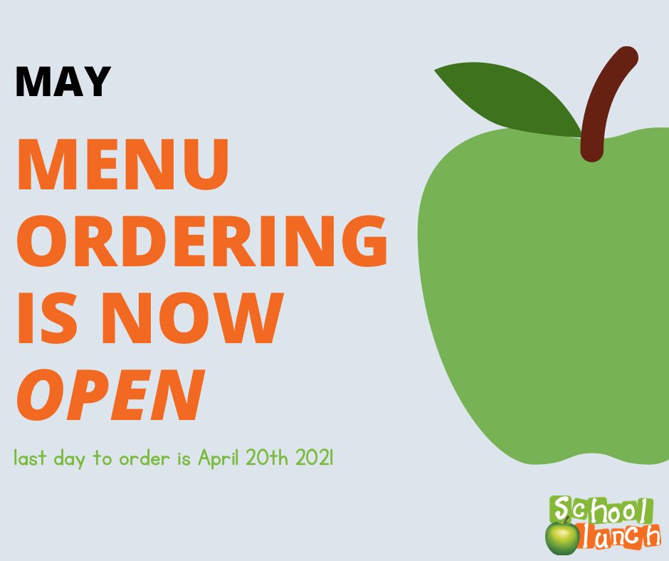 Our May menu is now open! Last day to order is April 20. Visit schoollunch.ca to place your order! <a href="/NLESDCA/">NLESD</a>