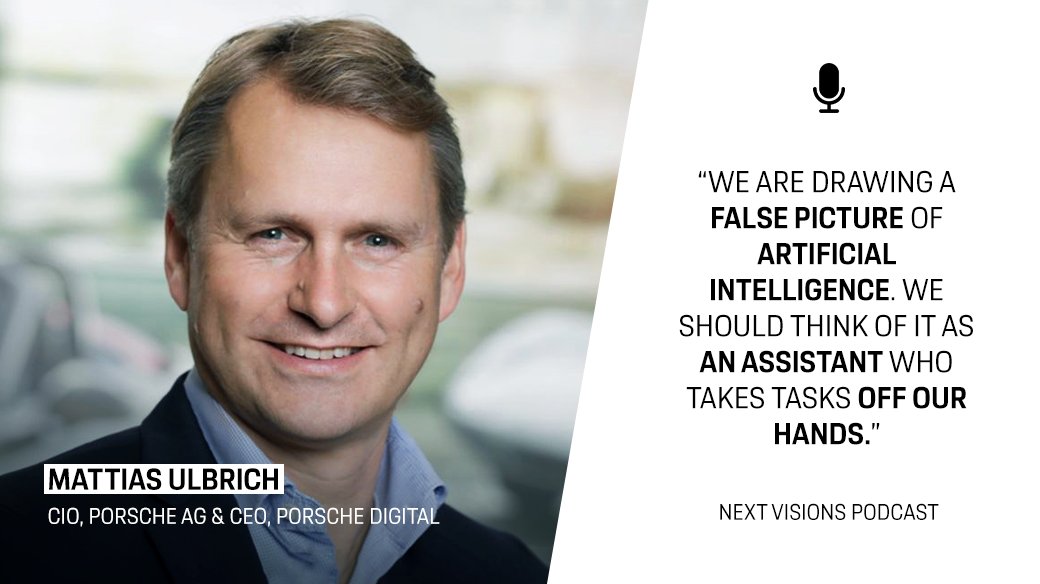 Porschedigital's tweet photo. Technologies open up completely new opportunities for companies. But what is important when using technologies such as AI? In the German #NextVisions podcast, Founder Valerie Bures-Bönström and our CEO @MattiasUlbrich talk about digital business models. 🎧 https://t.co/cv4MlXfrl4 https://t.co/YGPIRXcwQO
