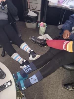 911NORCOMM's tweet photo. Thank you to our NORCOMM TCs assigned to the Oak Lawn Regional Emergency Communication Center who are celebrating a kick-off to #NPSTW with a Crazy Sox and PJ Day! Thank you for all that you do! #TheFirstFirstResponders #thegluethatholdsittogether #ThankYou911 #tcweek https://t.co/scLCin5dgy