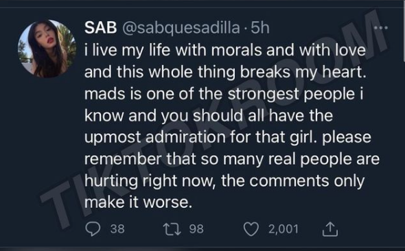 Naavya8's tweet photo. tweets from people regarding the nessa and jaden drama https://t.co/a5H223Sz30