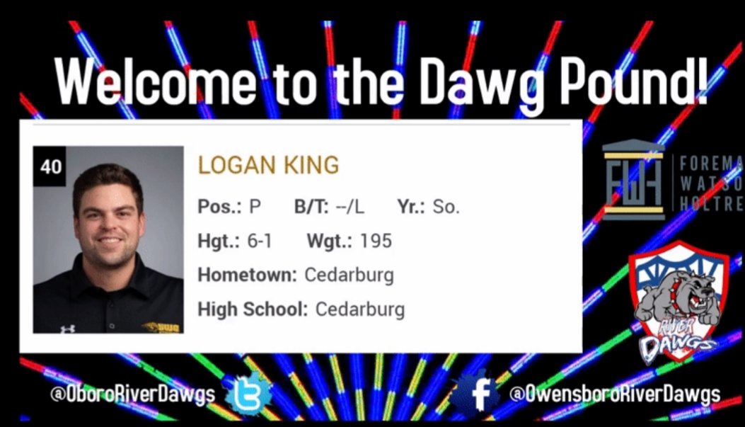 OboroRiverDawgs's tweet photo. The RiverDawgs would like to welcome @Loganking52, LHP from @UWOBaseball to the 2021 roster #Dawgpile https://t.co/DE2XD27stg