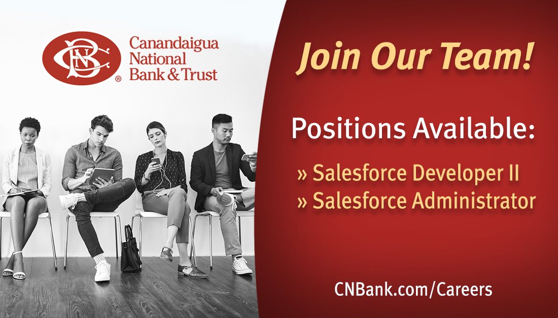 We're hiring! Current openings include: Salesforce Developer II and Salesforce Administrator. nCino experience preferred. Click here to learn more about these open positions: bit.ly/3mX0pUd 
#hiring #salesforce #salesforcedeveloper #salesforceadministrator