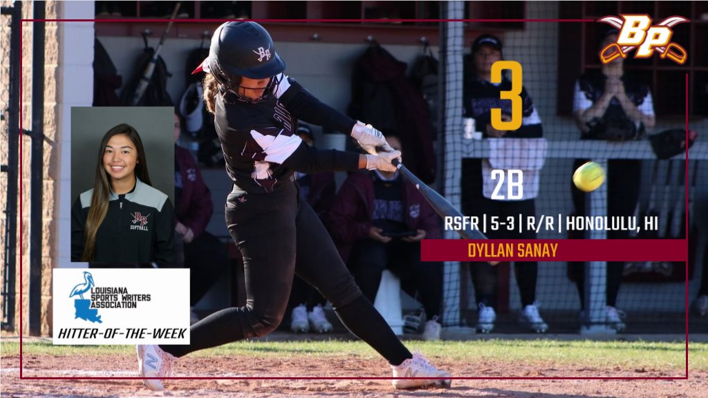Bossier Parish Cavaliers Athletics (@bpcccavaliers) on Twitter photo <a href="/BPCC_Softball/">BPCC Softball</a> second baseman Dyllan Sanay was named the Hitter-of-the-Week by the Louisiana Sports Writer's Association for the week of April 5-11. #SwordsUp <a href="/BPCC_Softball/">BPCC Softball</a> second baseman Dyllan Sanay was named the Hitter-of-the-Week by the Louisiana Sports Writer's Association for the week of April 5-11. #SwordsUp