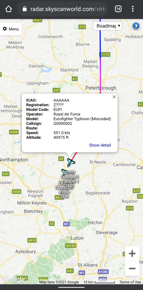 scan_sky's tweet photo. 2 x Eurofighter Typhoon FGR4 - #ZK367/Z????

QRA Jets Up &amp; Heading South. https://t.co/778UGrVIBI