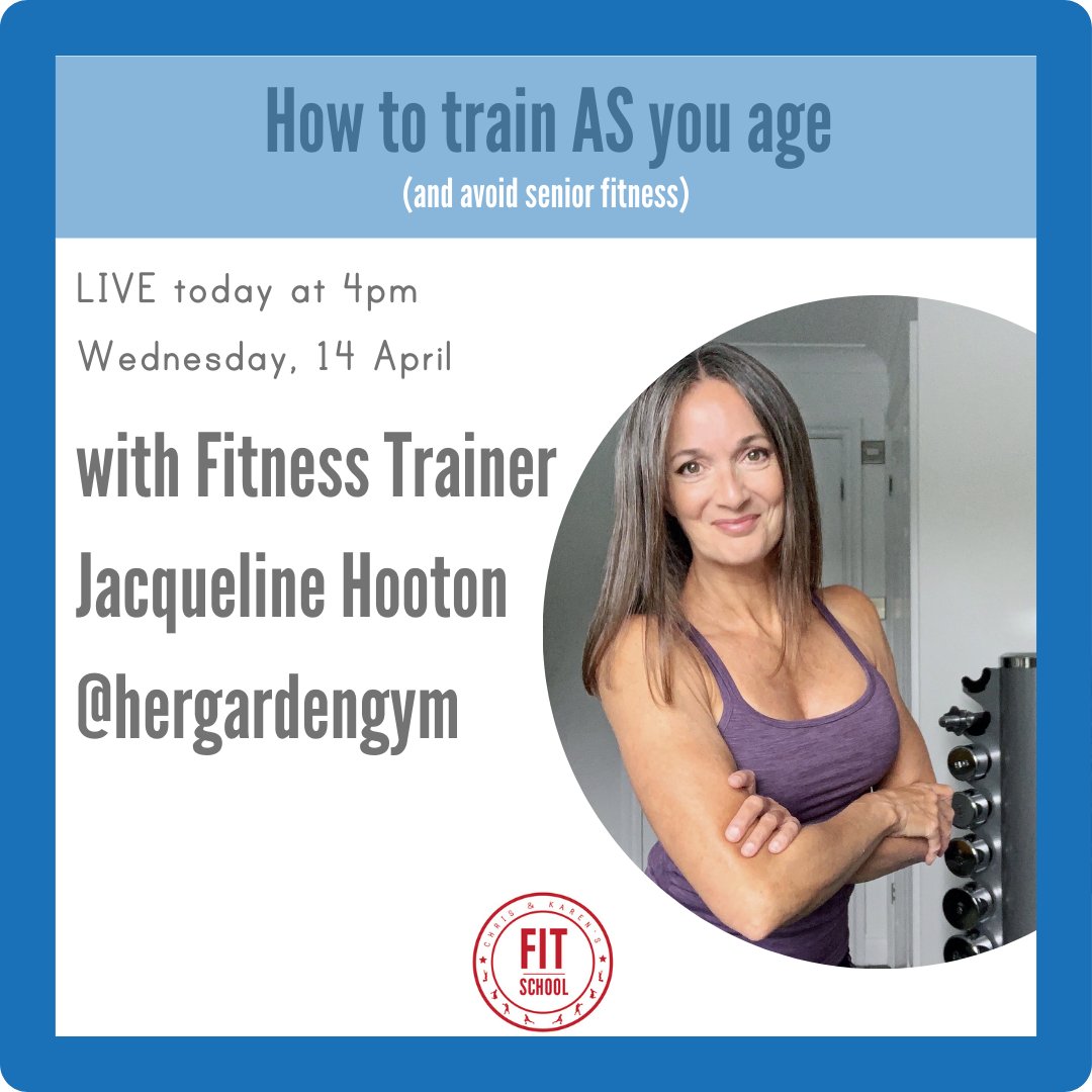 Do you know how to train for your age? Science/evidence based exercise to help you manage joint pain, keep your cognition high &amp; maintain muscle mass. It's empowering when you know how. Today's Instagram Live at 4, we'll be joined by Jacqueline Hooton.instagram.com/fitschoolessex/