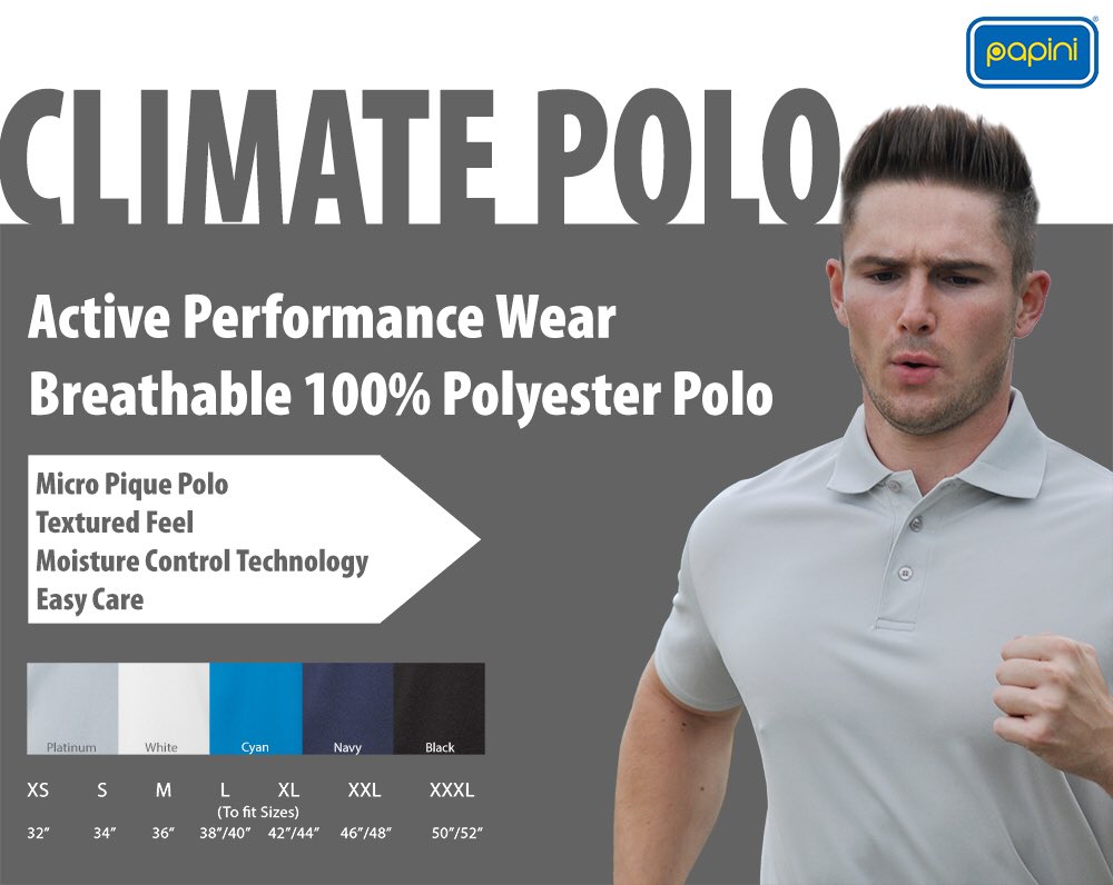 Climate polos are great for Sports, Leisure &amp; Workwear, breathable for comfort and performance. Stay Active, whilst staying cool.                     #breathable #performance #stayactive #sports #workwear