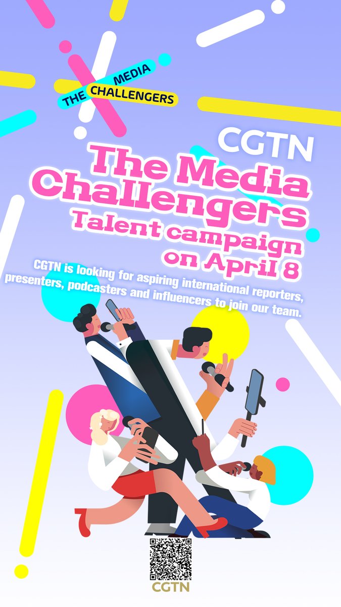 aMEDIAchallenge's tweet photo. Are you the next media challenger CGTN's looking for?😎We are looking to find English-speaking reporters, podcasters, presenters and influencers to report and create content from all over the world. Go and click here⬇️⬇️⬇️
https://t.co/oKl8C7Yqq3 https://t.co/PuOwxG1ub3