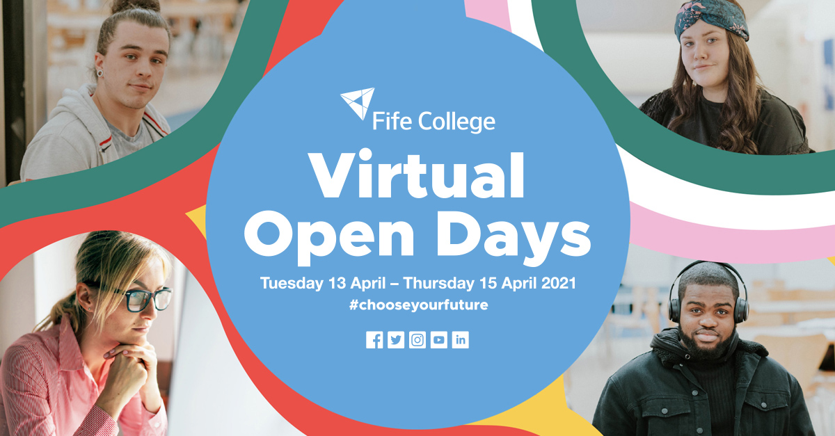 fifecollege's tweet photo. Woohoo! Day two of our Virtual Open Days is here! 🎉
You can still register to access our live events and more here ➡️ https://t.co/cXFGZl6zsq
#ChooseCollege #InFife #FifeCollege #ChooseYourFuture
@mywowscotland @skillsdevscot @ColDevNet https://t.co/DMDk2s1MXg