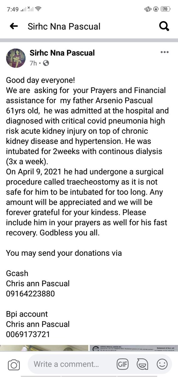 PatEspanto's tweet photo. @angel_funsized I want to help my family to settle our bill in hospital. My father is currently confined at hospital for 3 weeks already. Our bill is almost 2 million, so please choose me.😭 https://t.co/97qnQhLUVe