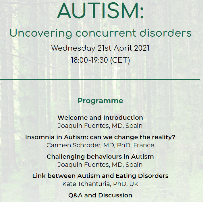 rcarballogris's tweet photo. #AUTISMO: Descubriendo trastornos concurrentes
Un excelente panel de expertos europeos arrojarán luz sobre tres importantes y altamente concurrentes trastornos prevalentes: #insomnio, comportamiento desafiante y trastornos alimentarios. Regístro: https://t.co/Bstellod9A #Exeltis https://t.co/GD9rLGfKA6