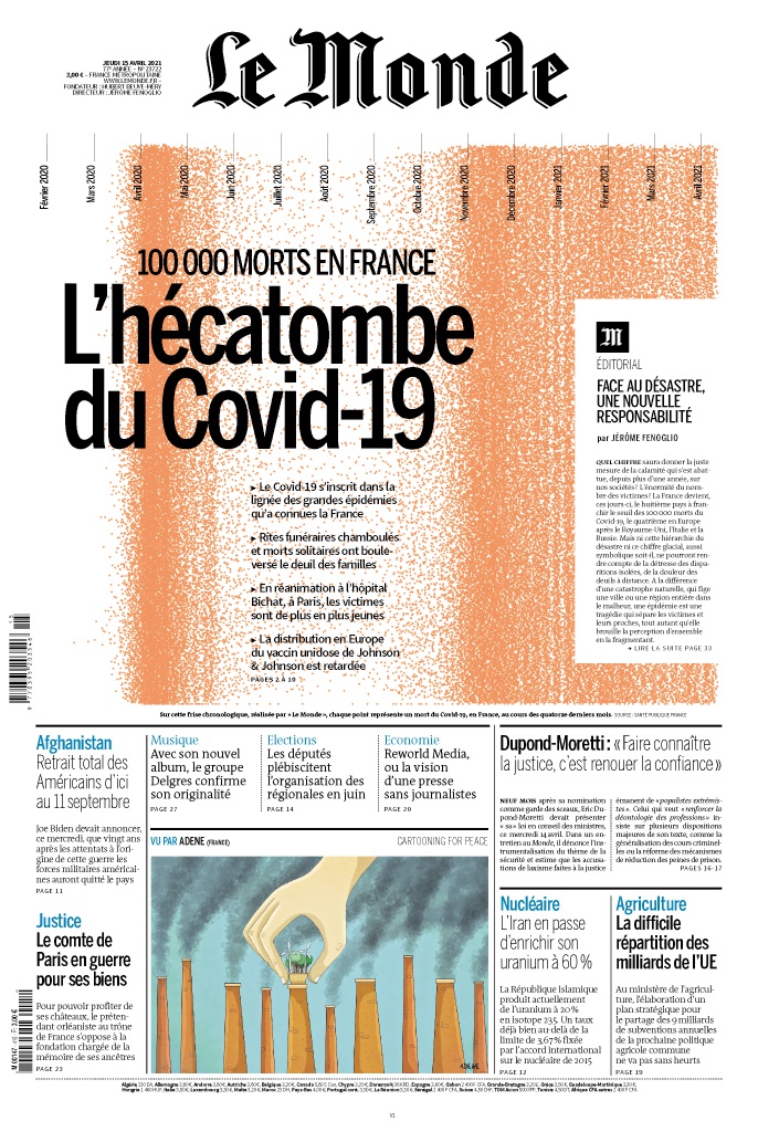 lemondefr's tweet image. 100 000 morts en France, l&apos;hécatombe du #Covid_19

#ALaUne du « Monde »