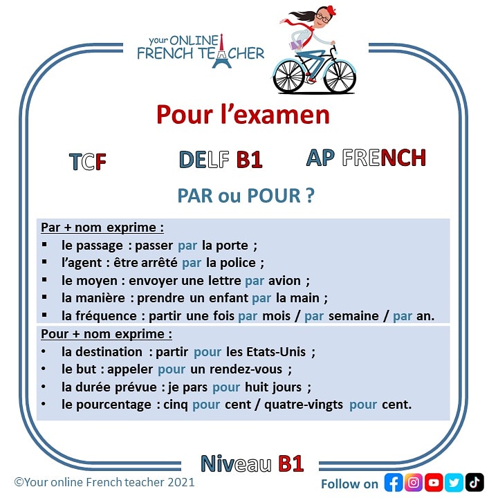 OnlineFLEtutor's tweet image. Bonjour ! PAR ou POUR ? Voilà un petit récapitulatif ! #onlinefrenchclass #frencholine #frenchclass #DELF #DALF #youronlinefrenchteacher #FLE #Frenchteacher #TCF