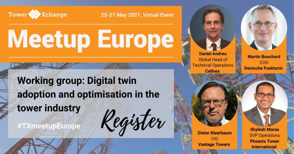 TowerXchange's tweet photo. #Digitalisation is arguably the top #operational priority for #Europe’s #towercos as they look to manage increasingly large portfolios. Join the "Digital twin adoption" working group session at #txmeetupeurope https://t.co/yJlcbQjhxd @cellnextelecom @VantageTowers @PhoenixTower https://t.co/B3FdTE7HOh