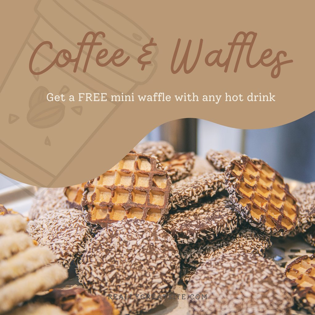 Get a FREE waffle with any hot drink from our van. You can also buy them by the bag too! ​​#FatFranks #FoodTruck #CoffeeAndWaffles