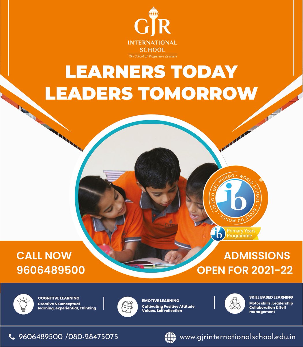 GJRISchool's tweet photo. We are an IB PYP World School, our admissions are open for 2021!!
https://t.co/gRdCHztmZh
#admissions #admission2021 #bestinternationalschool #bestinternationalschoolinbangalore #schoolsofbangalore #admissionsopen2021 #bangalore #schooladmissions #internationalschool #ibprograms https://t.co/7eQaKoZnpc