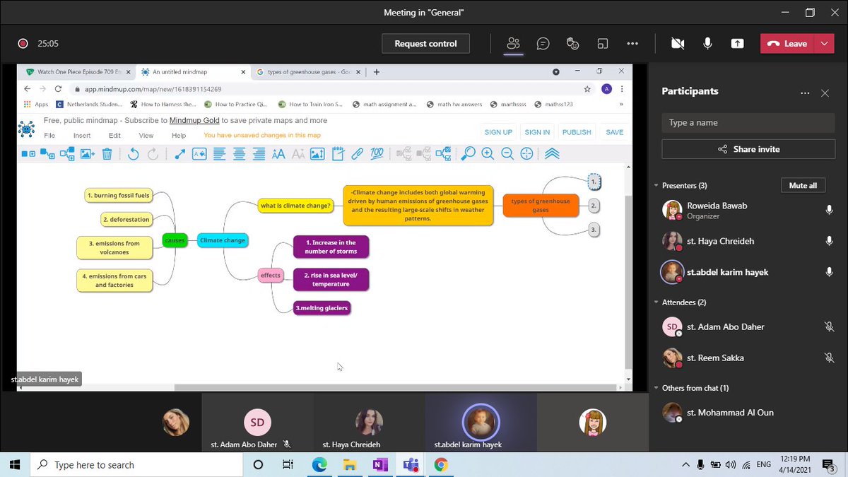 I split 12IP students into two groups and asked each group to summarize all they know about climate change using <a href="/MindMup/">Mindmup</a>: a great way to review concepts from before the spring break!😀#MIEExpert #environmental_studies <a href="/Hhhsinfo/">Houssam Hariri HS</a>
