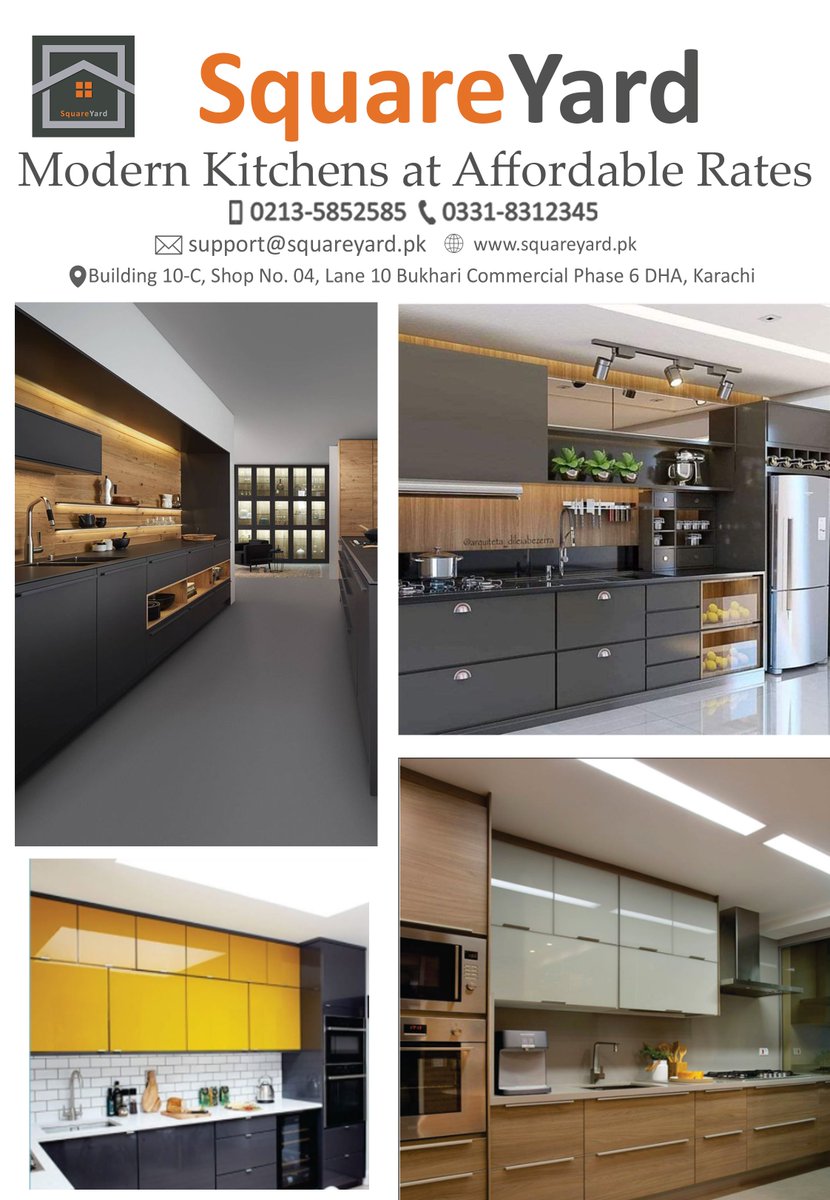 SquareYardPk's tweet image. Modern-era kitchens are much more than humid, sweaty, and confined spaces for cooking. These days the kitchen can be made attractive and more useful than ever.
Planning to renovate your kitchen interior? Talk to our designers at  0331-8312345
021-35852585 or inbox us.
#SquareYard